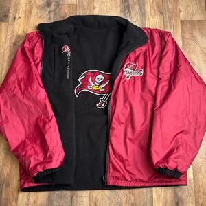 Vintage 90s Tampa Bay Buccaneers Jacket Men's Large Red Black Reversible 6637‎